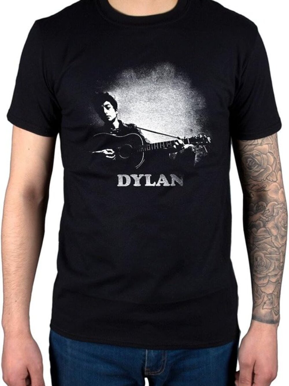 Unisex Bob Dylan Guitar & Logo T-Shirt